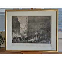 Genève, rue de la Monnaie: tir aux canons sur les barricades du pont de l'Ile