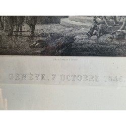 Genève, rue de la Monnaie: tir aux canons sur les barricades du pont de l'Ile