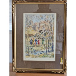 Aquarelle "Lavorante italiane. vanno a spaso."