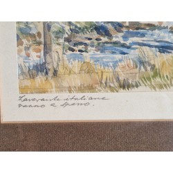 Aquarelle "Lavorante italiane. vanno a spaso."