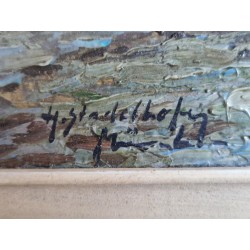 Tableau peinture à l'huile s igné