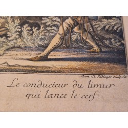 Le conducteur du limier qui lance le cerf